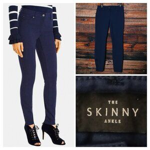 White House Black Market Pants Size 2 The Skinny Ankle Ponte Navy Zipped Cuffs